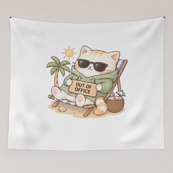 Item preview, Out of Office Cat | Cute Kawaii Aesthetic | Vacation Mood Design designed and sold by The Mood Index.