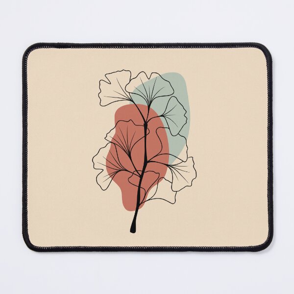 Item preview, Ginkgo Biloba Leaves Line Art with Terracotta Accent designed and sold by ArtTinulyaOk.