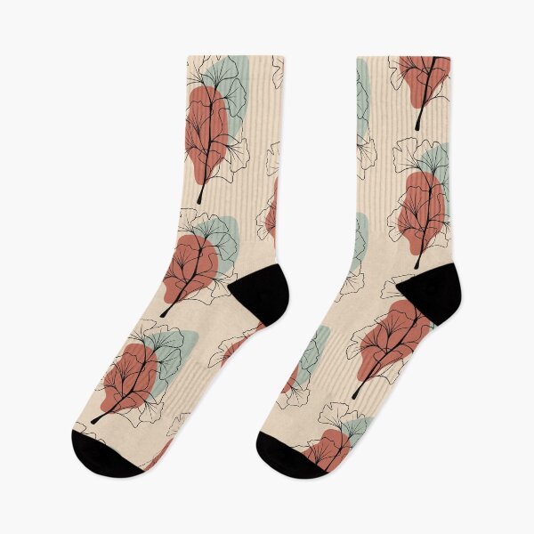 Item preview, Ginkgo Biloba Leaves Line Art with Terracotta Accent designed and sold by ArtTinulyaOk.
