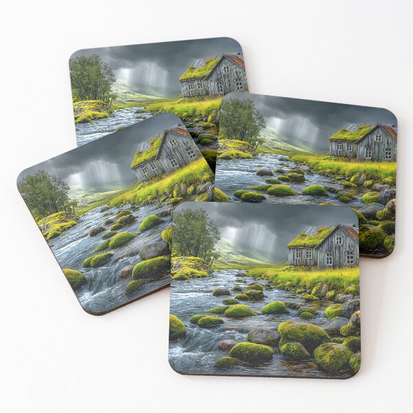 Item preview, Serene Streamside House Under Dramatic Skies designed and sold by Artessie.