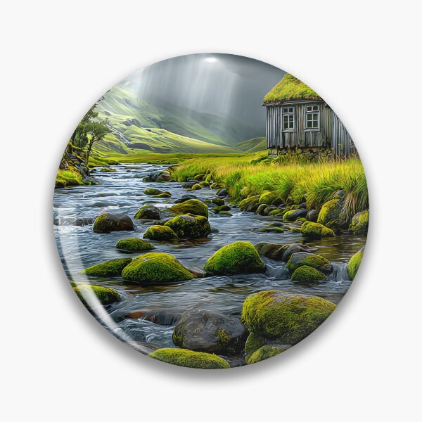Item preview, Serene Streamside House Under Dramatic Skies designed and sold by Artessie.