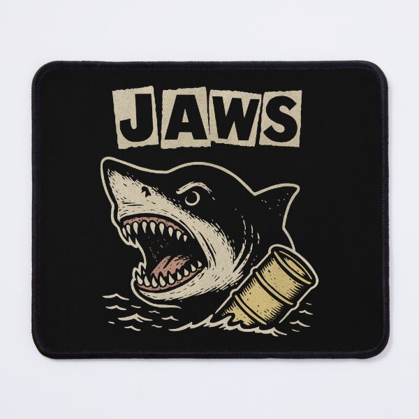 Item preview, JAWS angry shark yellow barrel designed and sold by ChunkByChunk.