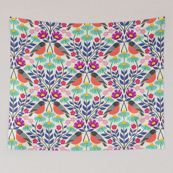 Item preview, Spring robins and wildflowers designed and sold by Jennifer Ladd.