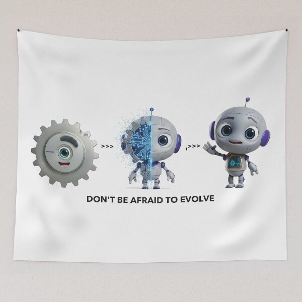 Item preview, Geary Bot™ — Don't Be Afraid to Evolve (Evolution Triptych) designed and sold by Gearybot.