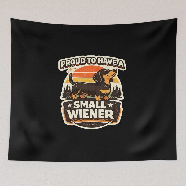 Item preview, Proud To Have A Small Wiener Funny Retro Dachshund Design designed and sold by VibeOffline Studio.