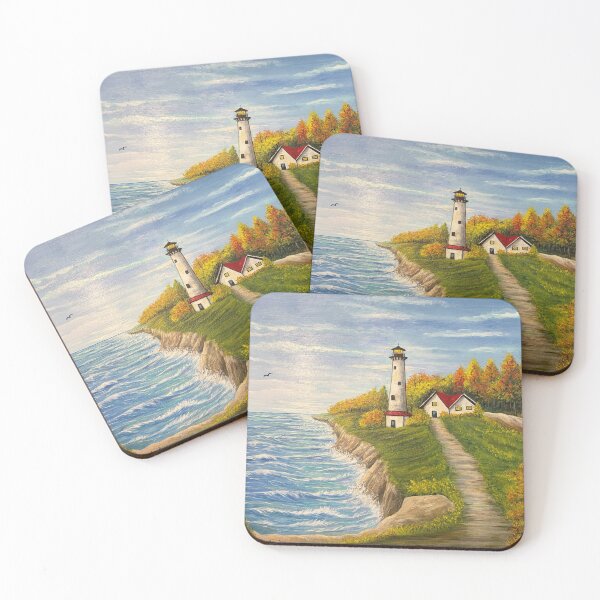 Item preview, Lighthouse on an Autumn Coastline designed and sold by abaterdouk.
