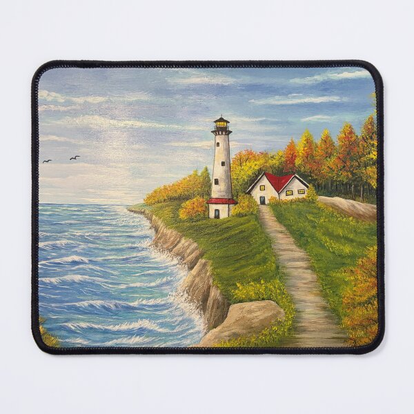 Item preview, Lighthouse on an Autumn Coastline designed and sold by abaterdouk.