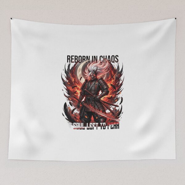 Item preview, Reborn In Chaos – Dark Oni Samurai Anime Inspired Streetwear Design designed and sold by AD-NOVA!!!.