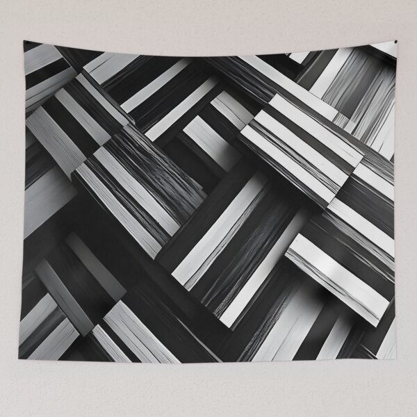Item preview, Abstract 1 - Modern Black and White 3D Striped Geometric Art designed and sold by NikaNavi.