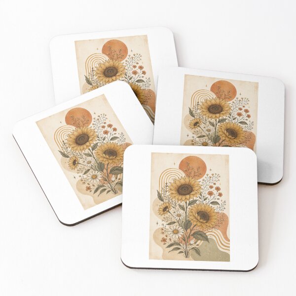 Item preview, Minimalist Retro 70s Boho Sunflower Print designed and sold by AlexGreaney.