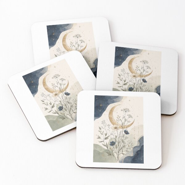 Item preview, Minimalist Celestial Moon Boho Floral Print designed and sold by AlexGreaney.