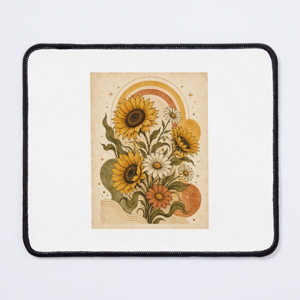 Item preview, Minimalist Retro 70s Boho Sunflower Print designed and sold by AlexGreaney.