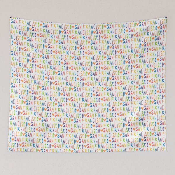Item preview, Hand Lettered San Francisco Rainbow Pattern with Hearts designed and sold by wordznart.