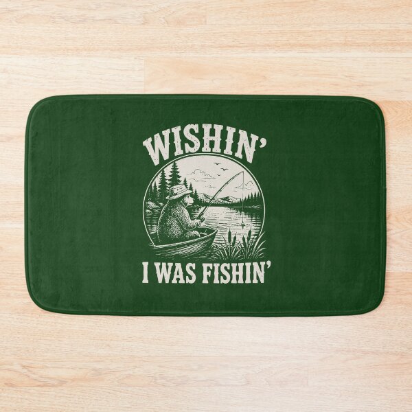Item preview, Wishin’ I Was Fishin’ Funny Bear Fishing Boat Vintage Outdoors designed and sold by American Spirit.