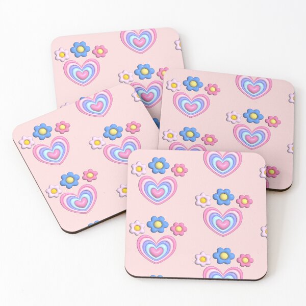 Item preview, Cute 3D Pastel Heart with Kawaii Flowers Art designed and sold by Rawafi Art Studio.