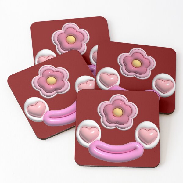 Item preview, Cute 3D Flower Smile Pink Heart Art designed and sold by Rawafi Art Studio.