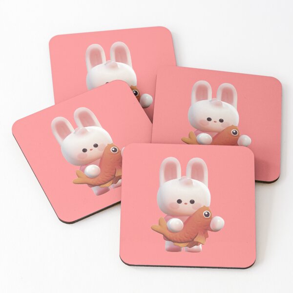 Item preview, Cute 3D Kawaii Bunny Holding Orange Fish Art designed and sold by Rawafi Art Studio.
