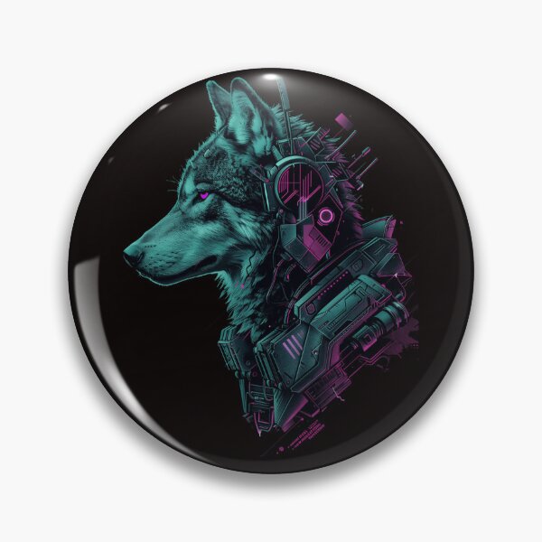 Item preview, Cyber Wolf Shinobi - Neon Samurai Spirit Art designed and sold by Structure-Blue.