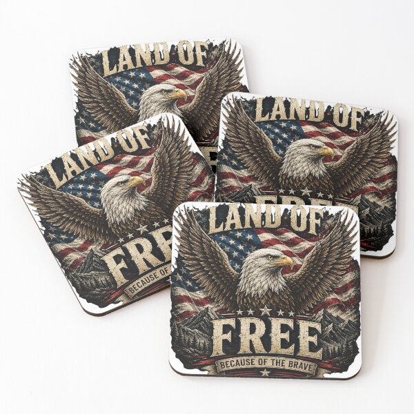 Item preview, Land Of The Free Because Of The Brave Patriotic Eagle American Flag USA Freedom Tee designed and sold by Wear Sculpt.