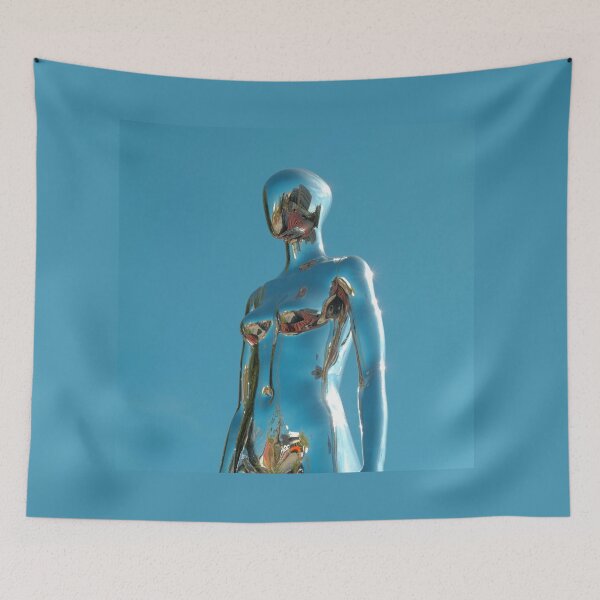 Item preview, Liquid Chrome Futuristic Figure | Metallic Azure Glow designed and sold by Rawafi Art Studio.