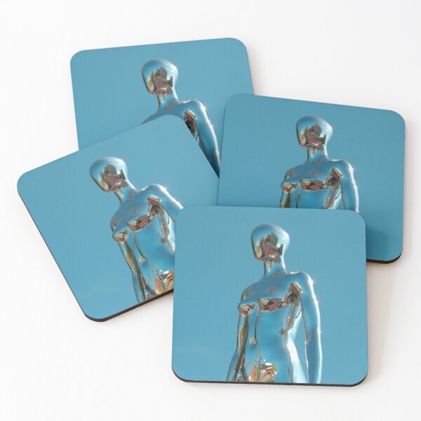 Item preview, Liquid Chrome Futuristic Figure | Metallic Azure Glow designed and sold by Rawafi Art Studio.