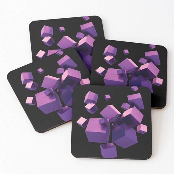 Item preview, 3D Purple Floating Cubes Abstract Art designed and sold by Rawafi Art Studio.