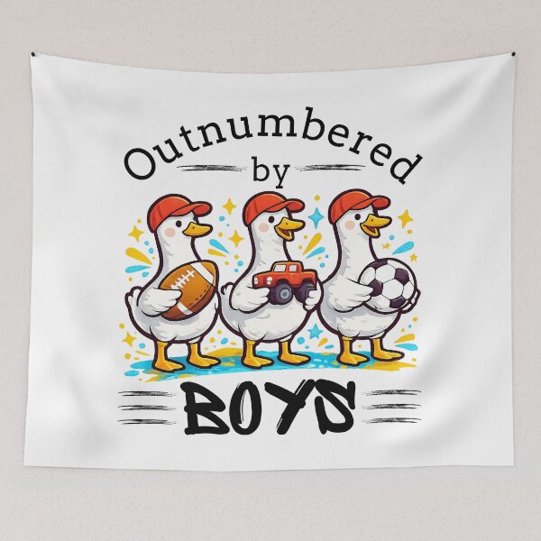 Item preview, Outnumbered By Boys Funny Boy Mom Retro Motherhood Quote T-Shirt designed and sold by Teetreasure2.