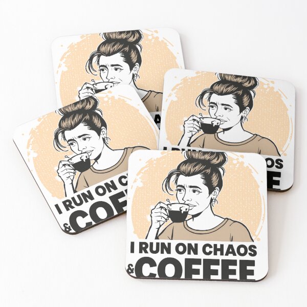 Item preview, I Run On Chaos & Coffee T-shirt  designed and sold by MerchWSzpilkach.