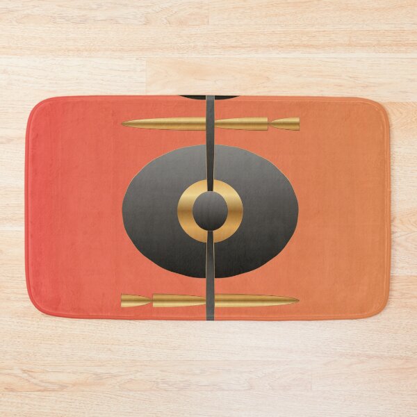 Item preview, Sunset Coordinates – Modern Geometric Abstract Art in Coral Black and Gold designed and sold by Dee Tirang.