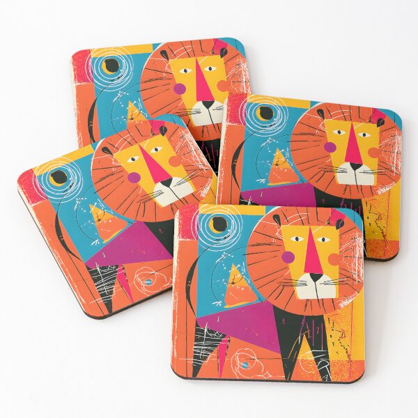 Item preview, Leo Zodiac Power of the Lion in Bold Geometric Flames and Celestial Strength designed and sold by OlfactoART Studio.