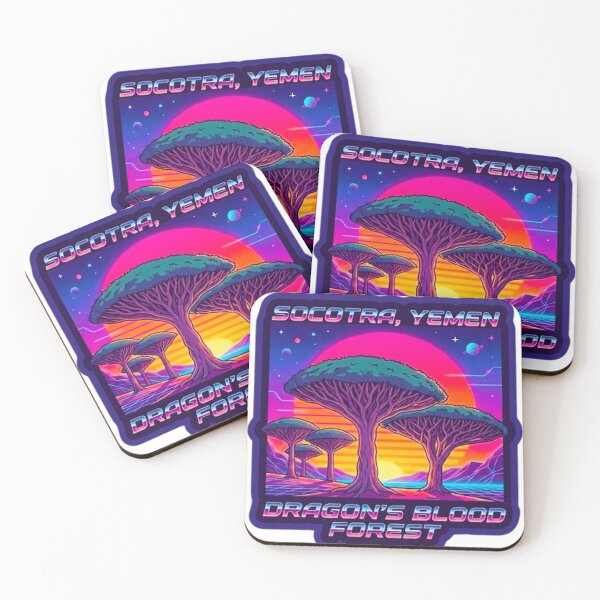 Item preview, Socotra Yemen Dragon's Blood Forest Retrowave Synthwave Alien Landscape designed and sold by MT-Hub | Cute Aesthetic Art, Stickers & Phone Cases.