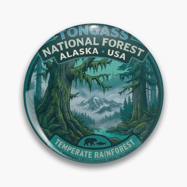Item preview, Tongass National Forest Alaska USA Temperate Rainforest Vintage Badge designed and sold by MT-Hub | Cute Aesthetic Art, Stickers & Phone Cases.