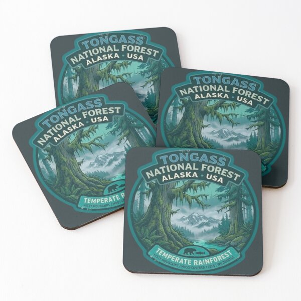Item preview, Tongass National Forest Alaska USA Temperate Rainforest Vintage Badge designed and sold by MT-Hub | Art for Every Soul.