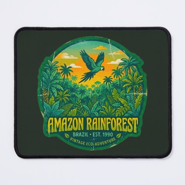 Item preview, Amazon Rainforest Brazil Vintage Tropical Macaw Bird Badge designed and sold by MT-Hub | Cute Aesthetic Art, Stickers & Phone Cases.
