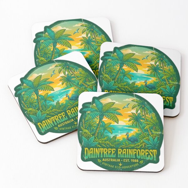 Item preview, Daintree Rainforest Australia Vintage Tropical Cassowary Badge designed and sold by MT-Hub | Cute Aesthetic Art, Stickers & Phone Cases.