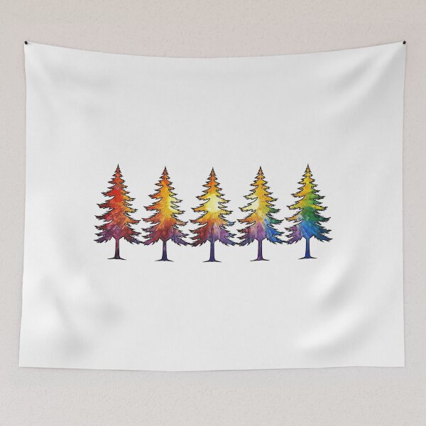 Item preview, Rainbow Sun Pine Trees Nature Silhouette Design designed and sold by WillandWent.