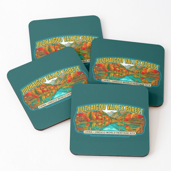 Item preview, Jiuzhaigou Valley National Park China Turquoise Lake Autumn Forest Badge designed and sold by MT-Hub | Cute Aesthetic Art, Stickers & Phone Cases.