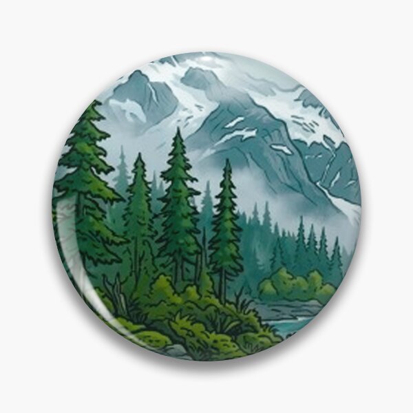 Item preview, Tongass National Forest Alaska Panoramic Vintage Mountain Badge designed and sold by MT-Hub | Cute Aesthetic Art, Stickers & Phone Cases.