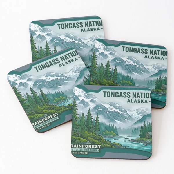Item preview, Tongass National Forest Alaska Panoramic Vintage Mountain Badge designed and sold by MT-Hub | Cute Aesthetic Art, Stickers & Phone Cases.