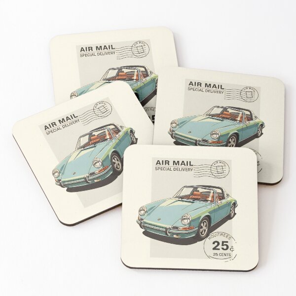 Item preview, Porsche 911 Targa Classic German Sports Car Vintage Air Mail Stamp Art designed and sold by Motorline44.