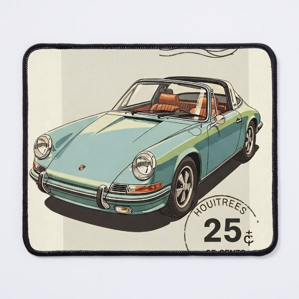 Item preview, Porsche 911 Targa Classic German Sports Car Vintage Air Mail Stamp Art designed and sold by Motorline44.