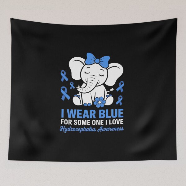 Item preview, Hydrocephalus Awareness Blue Ribbon Cute Elephant Support designed and sold by BlassmausArt.