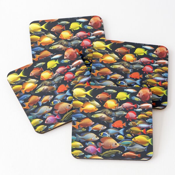Item preview, Vibrant Tropical Fish Collection on Dark Background designed and sold by CASASIS_MERCH.