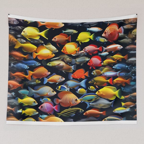 Item preview, Vibrant Tropical Fish Collection on Dark Background designed and sold by CASASIS_MERCH.