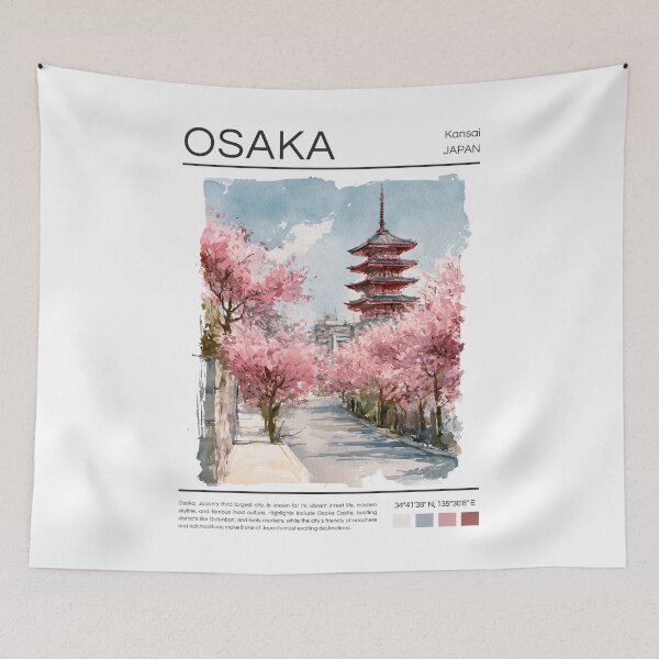 Item preview, A Watercolor Travel Print of Osaka - Japan  designed and sold by StudioRedKoala.