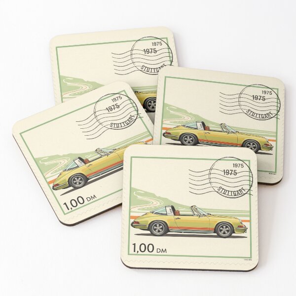 Item preview, Porsche 911 Targa 1975 Classic German Sports Car Vintage Stamp Art designed and sold by Motorline44.