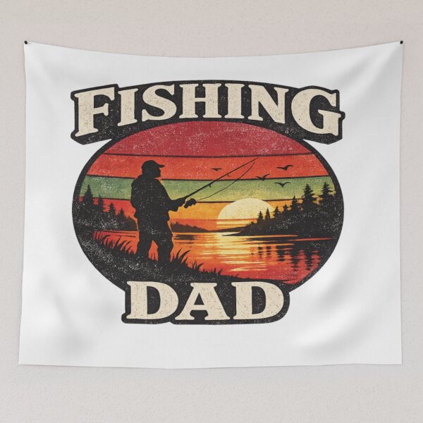 Item preview, Retro Sunset Fishing Dad Silhouette designed and sold by Mindful56.
