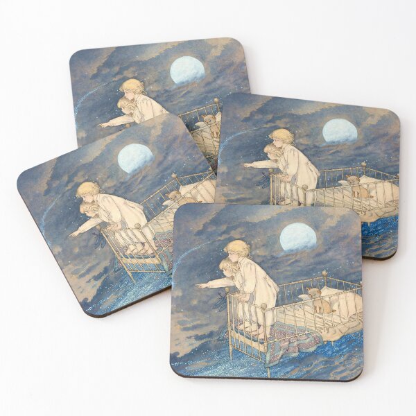 Item preview, Art Nouveau Illustration Dreamy Children Moon Scene for Fantasy Art Lovers designed and sold by RickE.