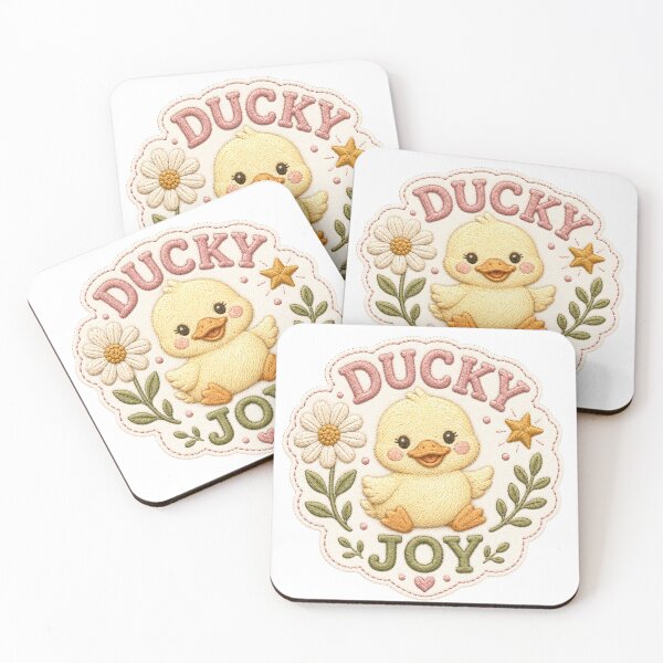 Item preview, Adorable duckling embroidered with daisy flower by Ducky Joy designed and sold by FusiTink.