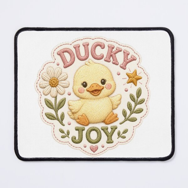 Item preview, Adorable duckling embroidered with daisy flower by Ducky Joy designed and sold by FusiTink.